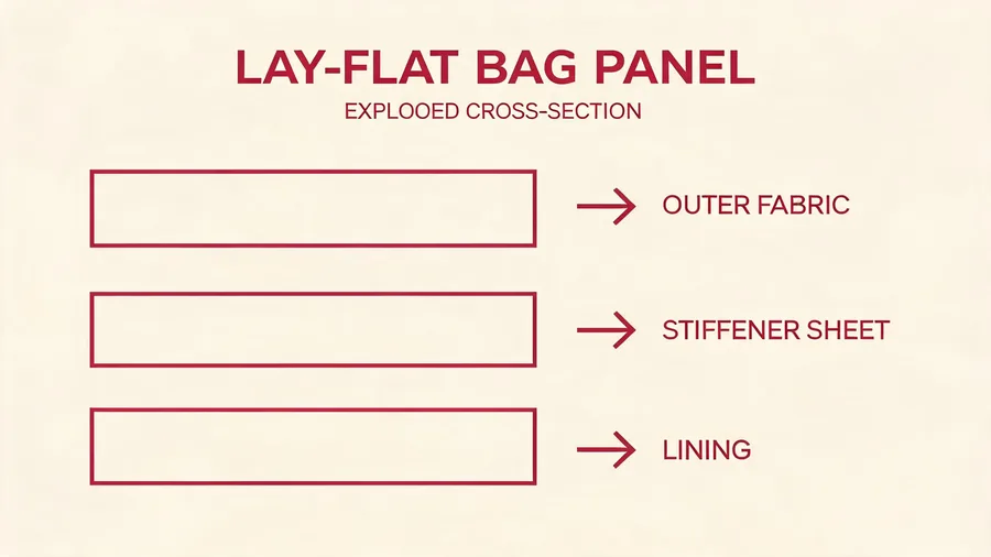 Exploded diagram of panel construction with stiffener layer