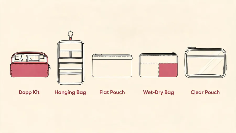 Compartment layout comparison for toiletry bag bulk programs