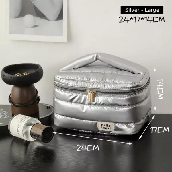 Silver Quilt Travel Makeup Bag view 2